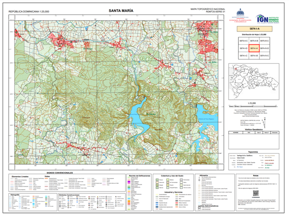 Mapa topográfico nacional República Dominicana a escala 1:25.000
